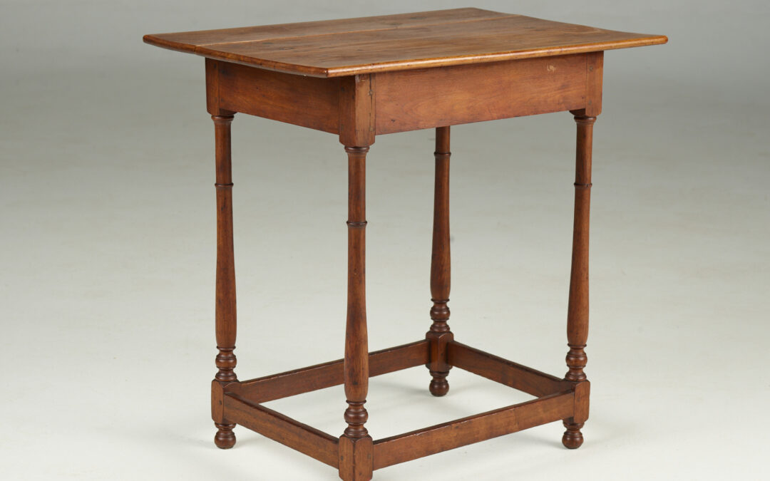 Virginia Tea Table – Turned Stretcher Base – SOLD