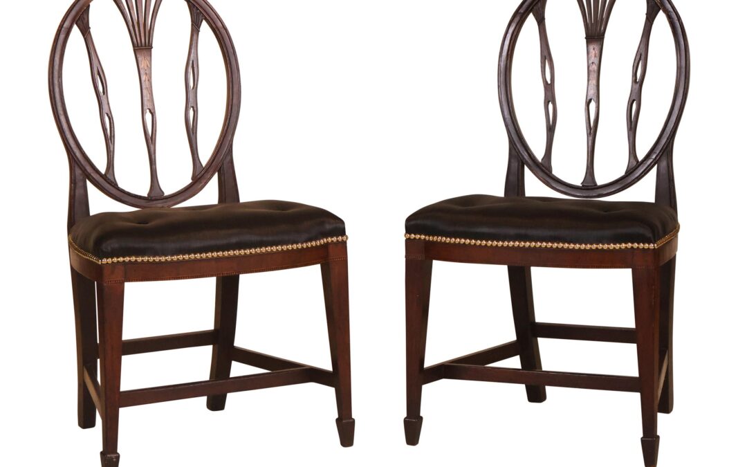 Pair of Baltimore Oval Back Chairs with Bell Flower Inlays
