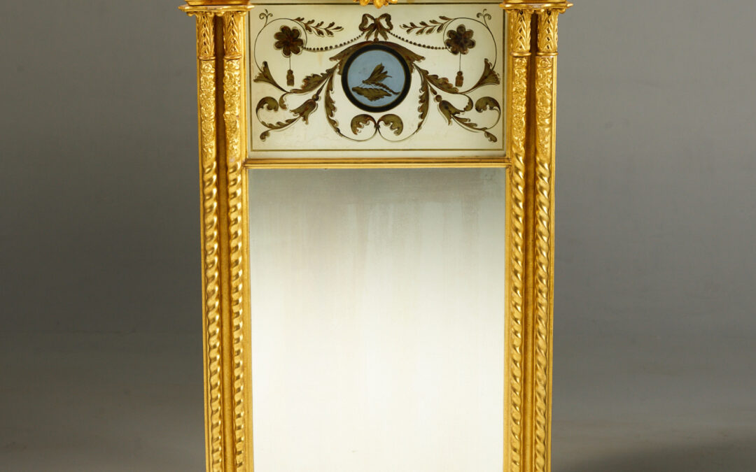 Classical Mirror – Tabernacle Form with Floral Eglomise Panel