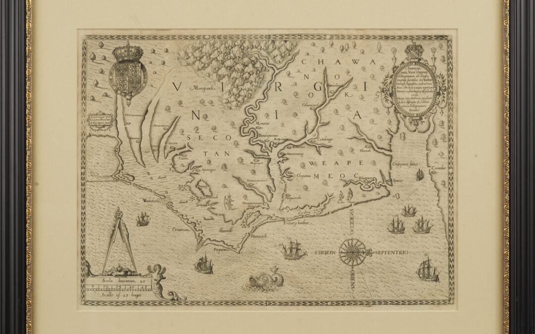John White’s Highly Important Map of Virginia -1590